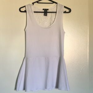 White Peplum Top with Lace Back